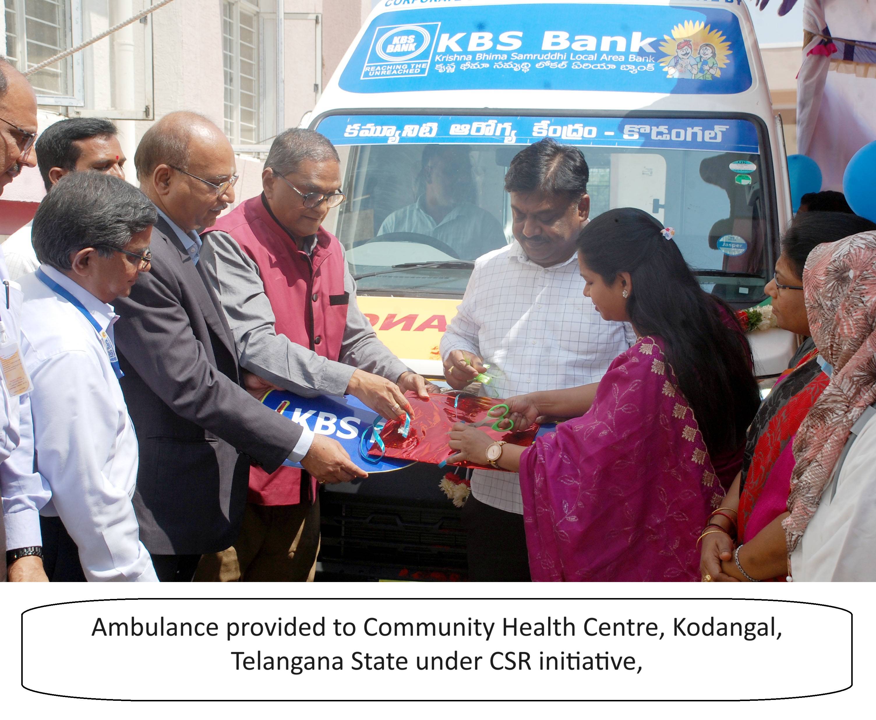 Ambulance provided to Community Health Centre, Kodangal, Telangana State under CSR initiative | Kbsbankindia.in | Kbsbankindia.com | Gallery